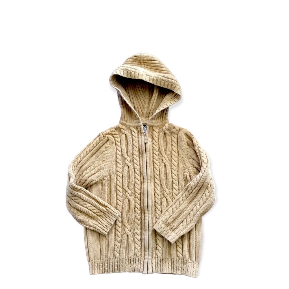 Lands End Hooded Cable Knit Sweater Size 5-6